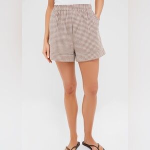 New Tuckernuck Studio McGeee Mocha Cotton Gingham Augusta Shorts Medium